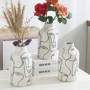 oem/odm services kimdio ceramic vase for home decor, abstract irregular design flower vase, living room decor minimalist decorative vases for pampas grass affordable bulk deals