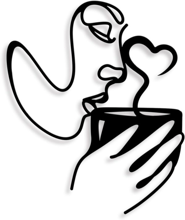 factory direct oubasa metal coffee wall art, kitchen home wall decor, minimalist woman coffee black wall decors modern art for office living room coffee bar decorations, thanksgiving housewarming gifts volume discount