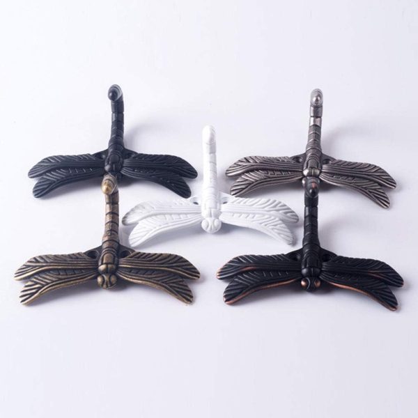 competitive pricing 2pcs dragonfly coat hooks decorative creativity wall mounted hanger hook for home handbag key towel bathrobe (ancient silver) one-stop wholesale