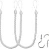 bulk purchase bel avenir curtain ropes tiebacks tie-backs, curtain handmade holdbacks with 2 metal screw hooks - white 2 pack factory discount