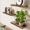 bulk purchase bayka floating wood shelves - wall mounted for bathroom,bedroom,living room,kitchen,small hanging shelf for books/storage/room decor with 22lbs capacity(rustic brown,set of 3,16inch) trade price