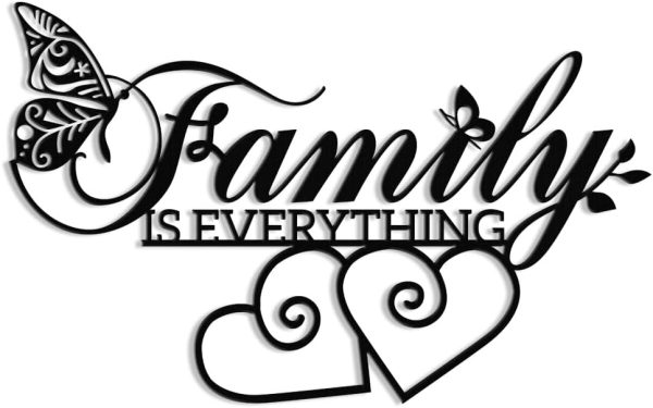 factory direct xort family sign metal wall decor, metal family wall art, family is everything sign for living room, bedroom wall hanging decor. (black - 16 x 10 inch) volume discount