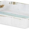 wholesale direct deco 79 wood living room decor tray distressed ottoman tray with blue stripes and jute handles, set of 2 serving tray 18", 15"w, white bulk purchase at factory prices