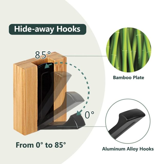 competitive pricing jsver wooden wall hooks 4pcs wall mounted wall hooks, single organizer hook rack, folding wood wall hangers, wall coat rack hooks for hanging clothes, hats, bags, towels, keys one-stop wholesale