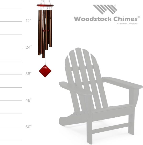 producer to buyer woodstock wind chimes of pluto wind chimes for outside, 37" bronze medium tone wind chime décor for outdoor garden, patio, porch, encore collection discounted pricing