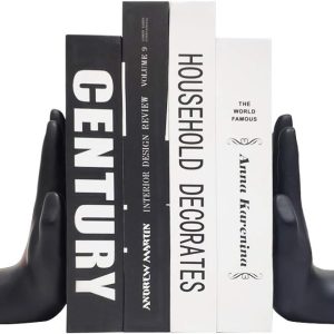 supplier direct decorative bookends hands book ends for shelves, modern bookends book stoppers book holders heavy duty bookends for office, home, living room decors, 8.5 x 6.8 x 3.5 inches wholesale prices