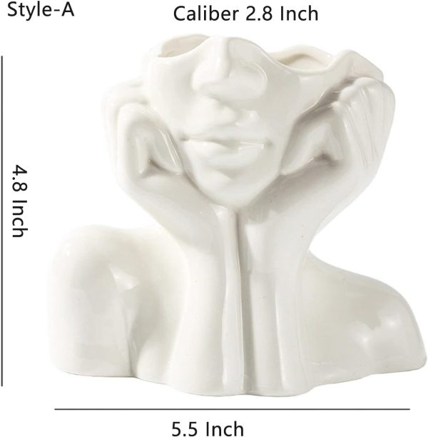oem/odm services face vase,flower vase desk decor,ceramic body vase female form ideal shelf decor,modern farmhouse table decor,small cute vase bookshelf decor half face vase 5.5'' l x 4.8'' h affordable bulk deals