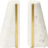 supplier direct main + mesa geometric marble bookends with brass inlay, white wholesale prices
