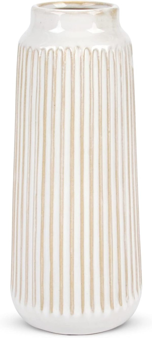 oem/odm services christmas vase decor, 9 inch white ceramic vase, flower vase modern, boho vases for pampas grass home decor, decorative white vases for flowers mantel, living room, off-white affordable bulk deals
