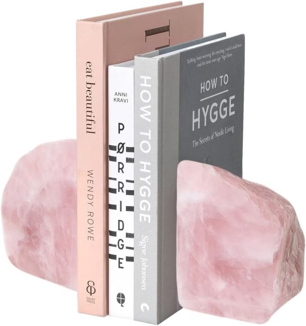 supplier direct rose quartz bookends pink crystal decorative book ends office home decor small 1 pair 2-3 lbs wholesale prices