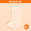 supplier direct acrylic bookends 4 pcs, clear book ends for shelves, transparent bookend organizer, book holder stand decorative, book stoppers for heavy duty books, cd, file, video games wholesale prices