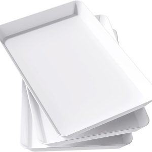 wholesale direct lifewit serving tray plastic for party supplies, 15" x 10" platters for serving food, 3 pcs white reusable tray for veggie, snack, fruit, cookies, desserts in kitchen/pantry organization bulk purchase at factory prices