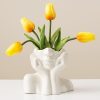 oem/odm services white ceramic face vase, female form head half body bust vases boho feminist minimalism decorative modern nordic style flower vase for home living room office book shelf decor (medium) affordable bulk deals