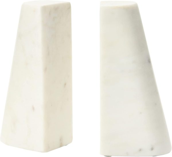 supplier direct main + mesa geometric marble bookends with brass inlay, white wholesale prices