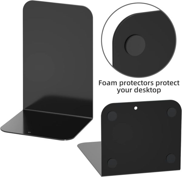 supplier direct vfine bookends 1 pair, bookends for shelves, metal black book ends for shelves, book ends for heavy books, book shelf holder for home office wholesale prices