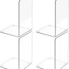 supplier direct acrylic bookends 4 pcs, clear book ends for shelves, transparent bookend organizer, book holder stand decorative, book stoppers for heavy duty books, cd, file, video games wholesale prices
