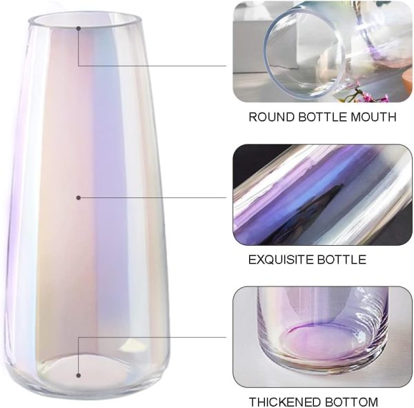 oem/odm services aoderun glass vase for flowers modern vases home decor unique flower vase for bouquet 8.7" centerpiece vase decor room,living room,library,office,table,entryway,modern farmhouse(iridescent clear) affordable bulk deals