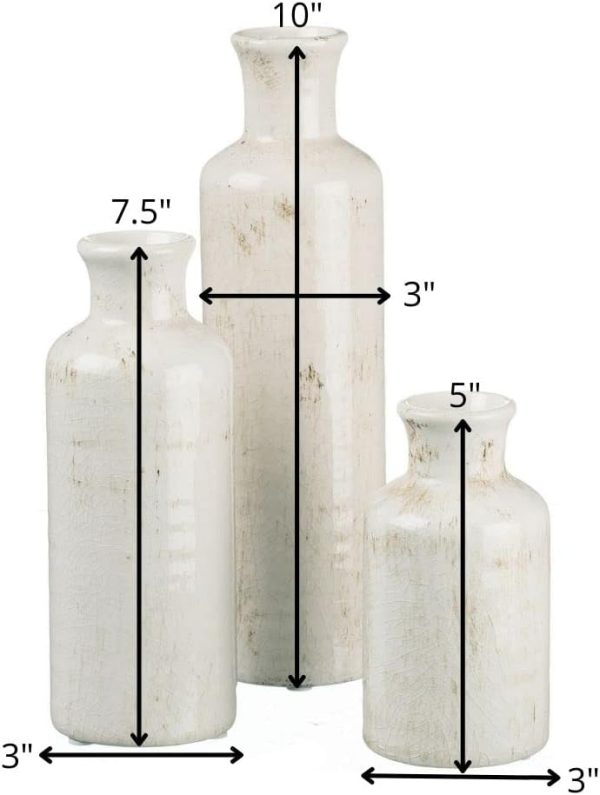 oem/odm services sullivans white ceramic vase set, farmhouse decor, home decorative vase, vases for your kitchen, bedroom, office, living room, bathroom, & shelf centerpiece table decorations (cm2333) affordable bulk deals