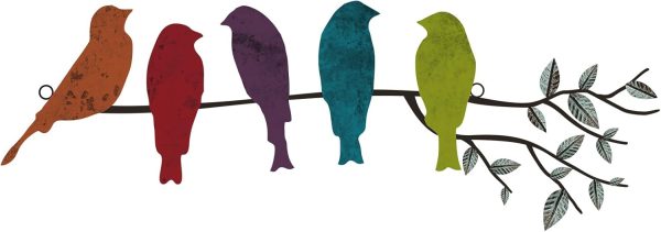 factory direct ferraycle metal bird wall art birds on the branch wall decor leaves with birds metal sculpture bird silhouette metal ornament branch wall hanging sign for balcony garden home decor (fresh colors) volume discount