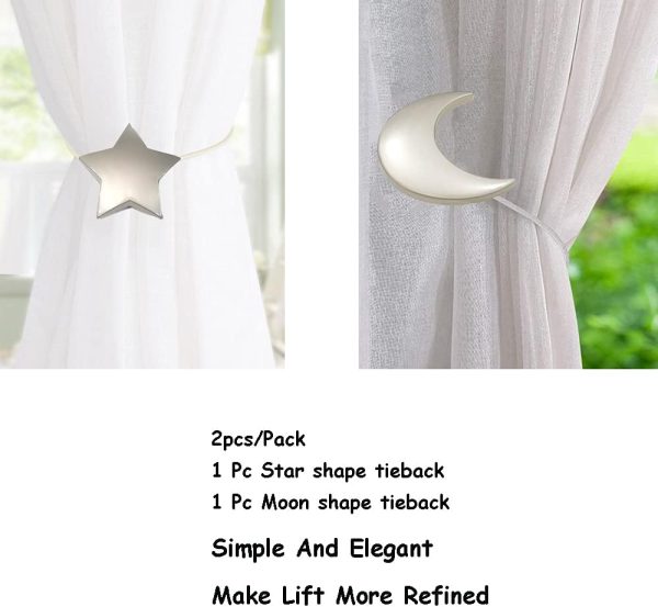 bulk purchase magnetic curtain tiebacks 1 pair curtain clips rope holdbacks moon and star shape window curtain tie backs silver for home office art decorative drapes factory discount
