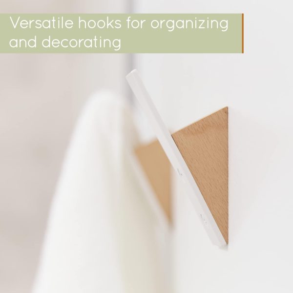 competitive pricing wall coat hook rack - set of 3 - beech wood white metal hooks for hanging coats - hat hooks for wall - decorative wall hooks - hat hangers for wall one-stop wholesale