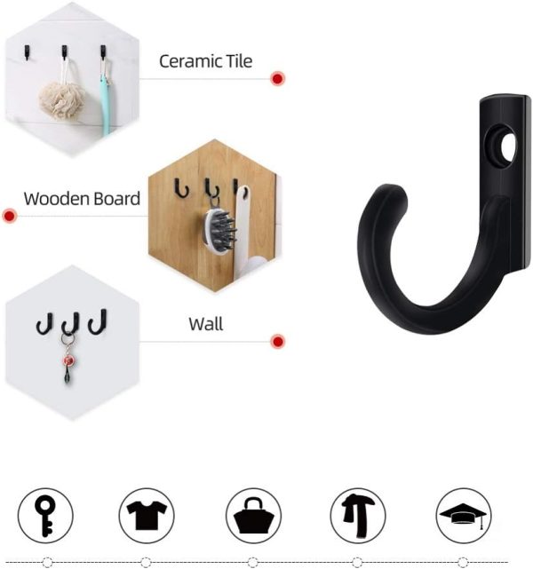 competitive pricing 58 pieces key hooks, blacks small hooks, single hooks for hanging hat, jewelry, steel metal hooks, kitchen towel little hook with black screws for farmhouse retro crafting projects one-stop wholesale