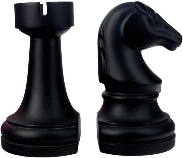 supplier direct decorative bookends chess bookends, black book ends heavy book supports, unique bookends decor for office home desk bookrack, 7"(l) x4(w) x7(h), 1pair/2piece wholesale prices