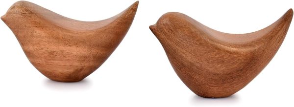 dropship from factory nirman acacia wood bird statues set home décor bird sculpture for living room, bathroom, office modern style birds decorative ornaments (set of 2) (4.5" x 2" x 2.5") mass production supply