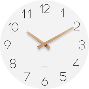 bulk purchase mooas flatwood wall clock,12" wood wall clock non-ticking sweep movement decorative wall clock battery operated wall clock for home living room kitchen bedroom office school (wood) trade price