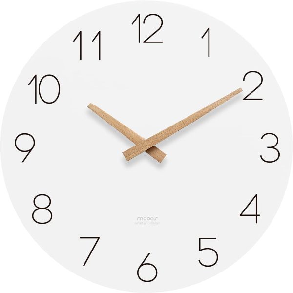 bulk purchase mooas flatwood wall clock,12" wood wall clock non-ticking sweep movement decorative wall clock battery operated wall clock for home living room kitchen bedroom office school (wood) trade price