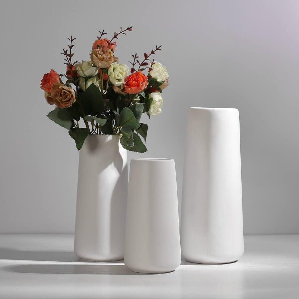 oem/odm services ceramic vases - nordic minimalism style decoration, elegant vase for mantel, table, living room decoration, white modern geometric decorative flowers vases for home decor affordable bulk deals