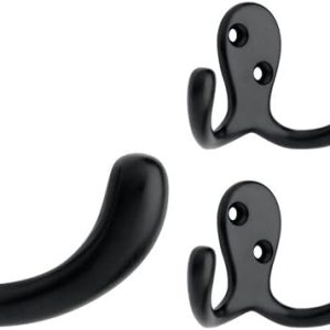 competitive pricing franklin brass (5-pack) double wall hooks 2-prong coat/hat matte black hooks for hanging wall mount hanger clothes, purse, bag, towel organization decorative wall hooks b59104m-fb-c one-stop wholesale