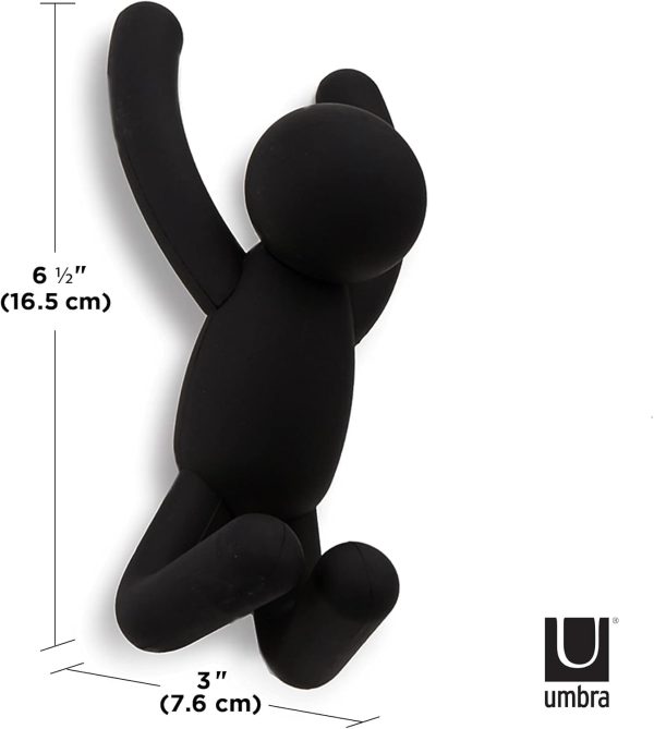 competitive pricing umbra buddy wall hooks – decorative wall mounted coat hooks for hanging coats, scarves, bags, purses, backpacks, towels and more, set of 3, black one-stop wholesale