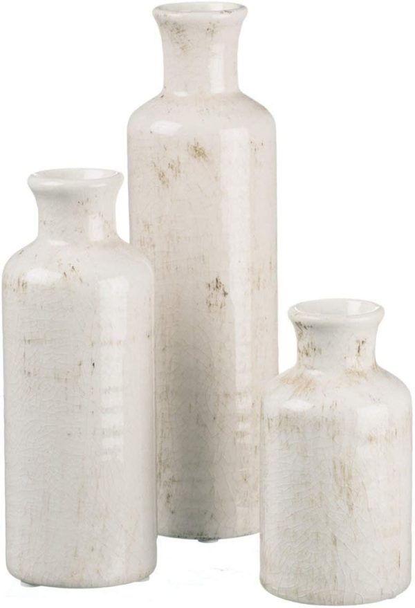 oem/odm services sullivans white ceramic vase set, farmhouse decor, home decorative vase, vases for your kitchen, bedroom, office, living room, bathroom, & shelf centerpiece table decorations (cm2333) affordable bulk deals
