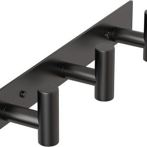 competitive pricing hufeeoh coat hooks wall mount, stainless steel 3 hooks towel hooks black t shaped coat hanger wall mount, heavy duty wall hooks purse rack for hanging one-stop wholesale