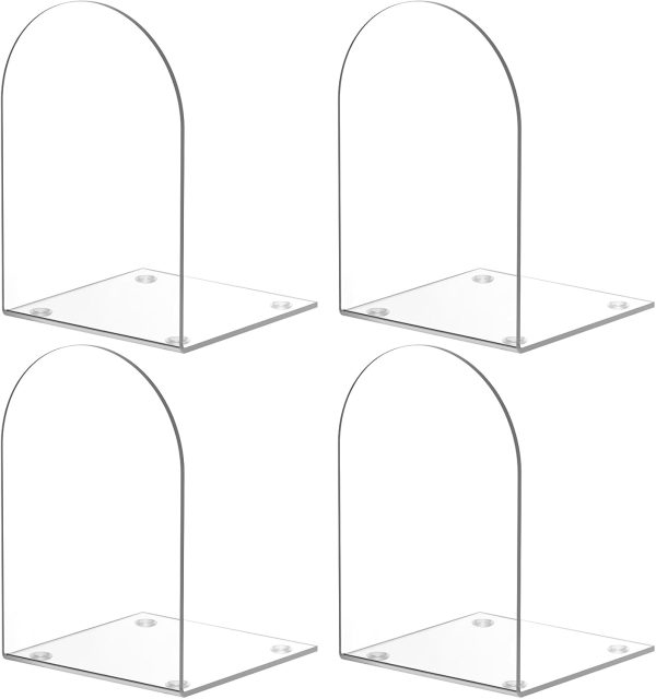 supplier direct acrylic bookends 4 pieces, book ends for shelves, clear bookends for book shelves and desktop organizer, transparent bookends to hold books for home office supplies wholesale prices