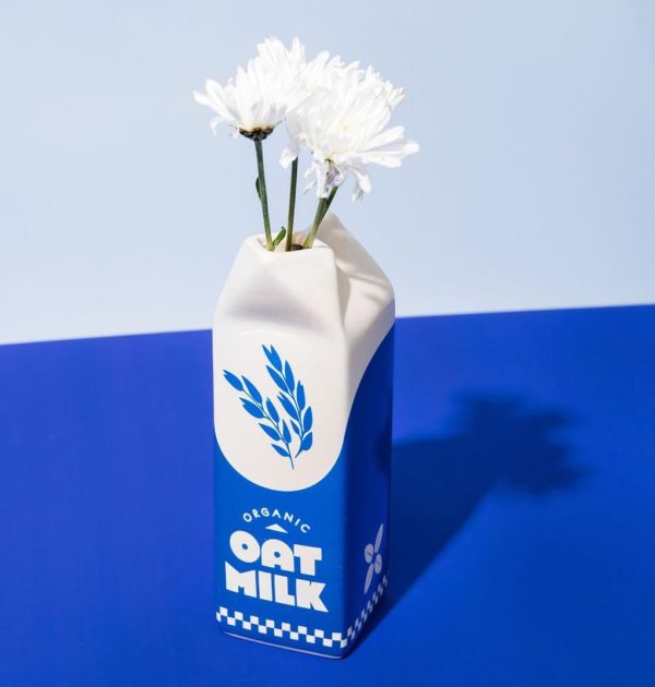 oem/odm services ban.do vintage inspired rise and shine decorative ceramic vase, unique home/kitchen/office accent, oat milk affordable bulk deals