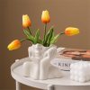 oem/odm services white ceramic face vase, female form head half body bust vases boho feminist minimalism decorative modern nordic style flower vase for home living room office book shelf decor (medium) affordable bulk deals