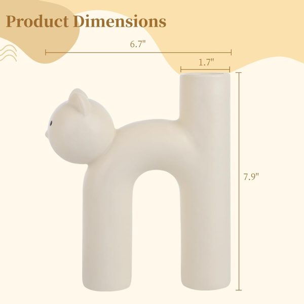 oem/odm services cat shaped ceramic vase, kitty decorative vase, floral kitty vase decor, cat table centerpiece, cute u-shaped tube vase for home living room office bedroom affordable bulk deals