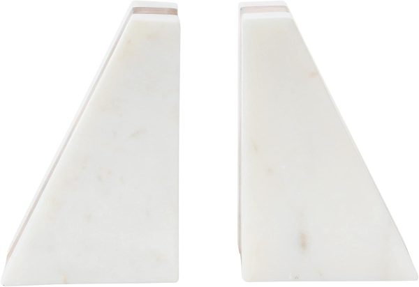 supplier direct main + mesa marble geometric bookends with wood inlay, white wholesale prices
