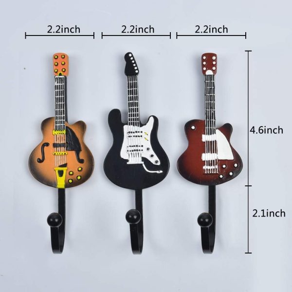 competitive pricing kungyo vintage guitar shaped decorative hooks rack hangers for hanging clothes coats towels keys hats metal resin hooks wall mounted heavy duty (3-pack) (guitar hook-b) one-stop wholesale
