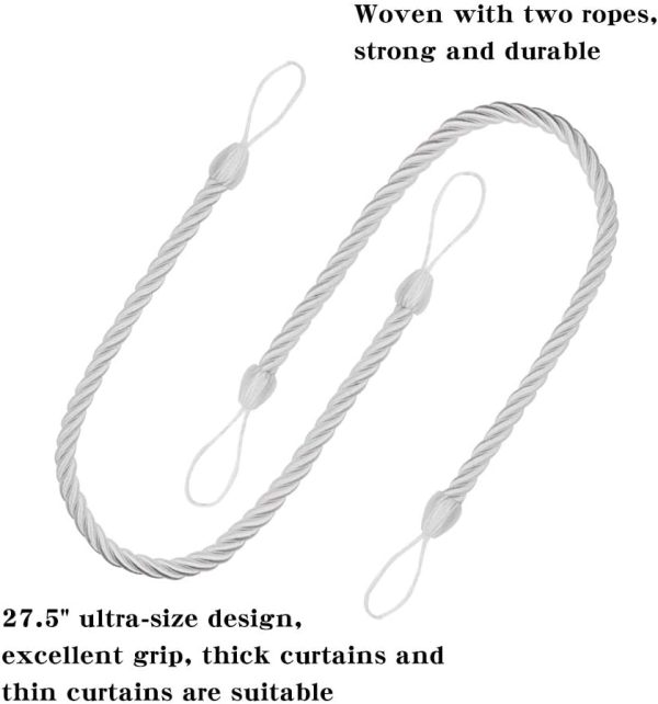 bulk purchase bel avenir curtain ropes tiebacks tie-backs, curtain handmade holdbacks with 2 metal screw hooks - white 2 pack factory discount