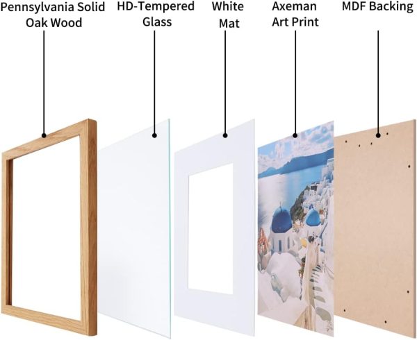 bulk purchase axeman 11x17 picture frame with mat for 8x12, solid oak wood poster frame with tempered glass, natural wooden 11''x17'' photo frame for wall home decor art photo and prints with wall hooks, natural trade price