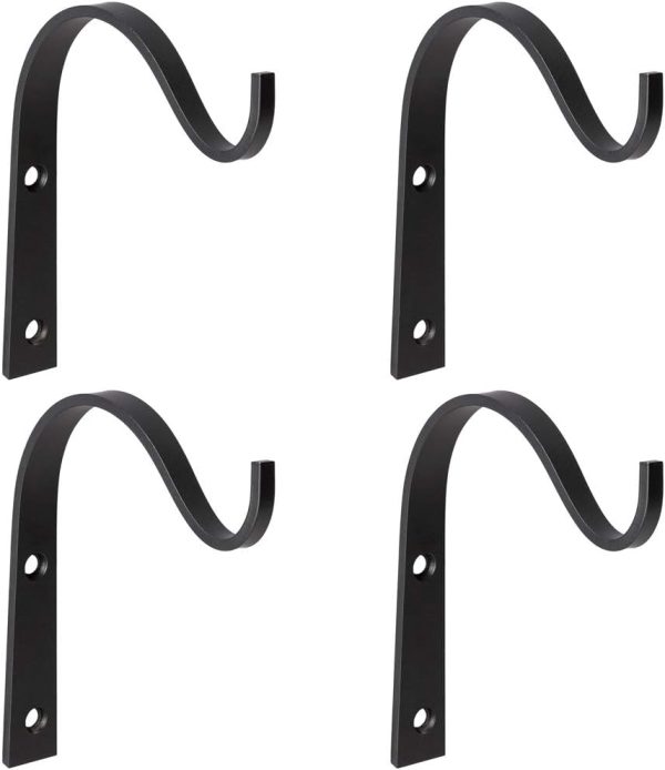 competitive pricing mkono 4 pack iron wall hooks for hanging plant lanterns, plant hanger fence metal bracket for bird feeders, wind chimes, mason jar sconces, light outdoor indoor rustic home decor, 3 inch one-stop wholesale