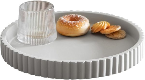 wholesale direct decorative tray for coffee table tray decor, concrete gray round tray home decor tray, table trays decorative, bandejas decorativas, centerpiece tray bulk purchase at factory prices