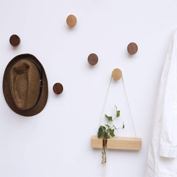 competitive pricing mykimono 3 piece natural 3 pcs, natural wooden coat hooks, wall mount single hat bag hooks, decorative cone hooks (black walunt) one-stop wholesale