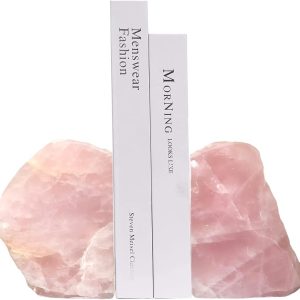 supplier direct rose quartz bookends pink crystal decorative book ends office home decor small 1 pair 2-3 lbs wholesale prices