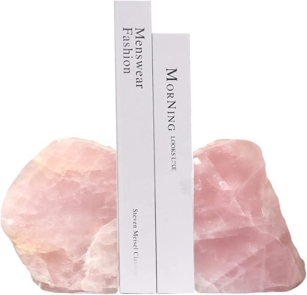 supplier direct rose quartz bookends pink crystal decorative book ends office home decor small 1 pair 2-3 lbs wholesale prices
