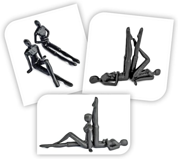 supplier direct ambipolar yoga-style black decorative bookends, cast iron book stand to hold books heavy duty, book stoppers for home decor, office desk, living room decor wholesale prices