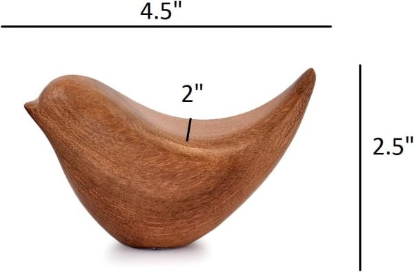 dropship from factory nirman acacia wood bird statues set home décor bird sculpture for living room, bathroom, office modern style birds decorative ornaments (set of 2) (4.5" x 2" x 2.5") mass production supply